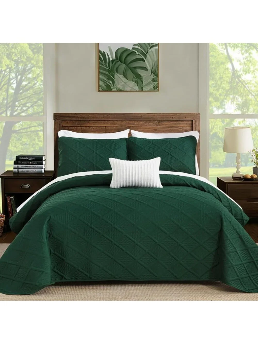 Emerald Green Oversized California King Quilt Set - Luxurious Bedspread